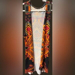 Cato womens size XL open front tunic cardigan sleeveless earthtones Aztec orange